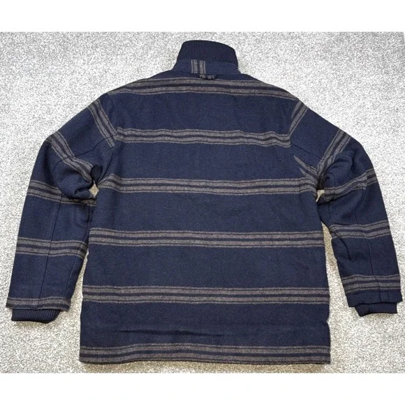 Jachs New York Wool Blend Sherpa Lined Jacket Mens Large Navy Plaid Insulated - Picture 3 of 12